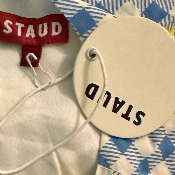 STAUD Milla Print Minidress in
Gingham Daisy Plaid blue
Size 10 NWT - Picture 5 of 6